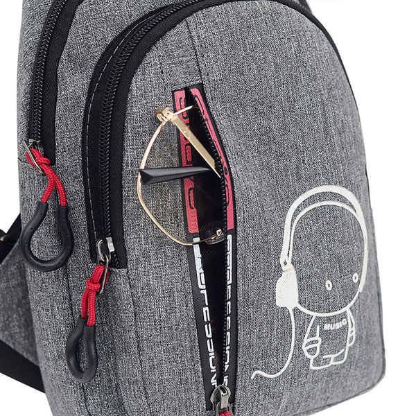 Bolsa Pectoral Nylon con Detalles Luminosos para Hombre