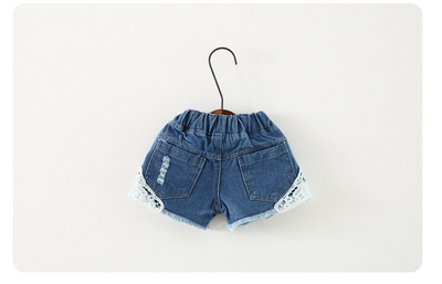 Shorts de Mezclilla Infantil Estilo Coreano con Encaje - Pantalones Cortos para Niñas - Image 3