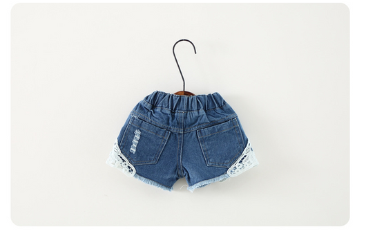 Shorts de Mezclilla Infantil Estilo Coreano con Encaje - Pantalones Cortos para Niñas - Image 3