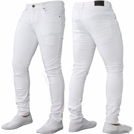 Pantalones Vaqueros Rotos Blancos para Hombre - Image 9