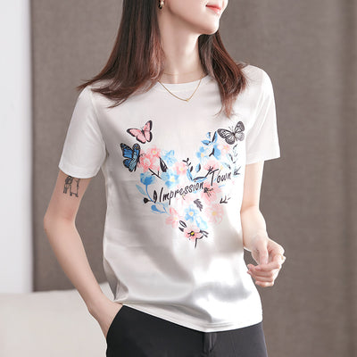 Blusa de Seda para Mujer con Estampado Mariposa - Satén Pesado - Image 2