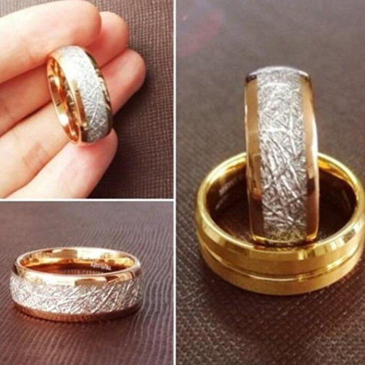 Anillo de Oro Rosado con Incrustación de Meteorita - Image 3