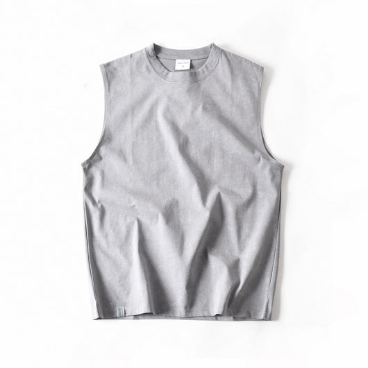 Camiseta Sin Mangas de Algodón Lavado Vintage para Hombre - Image 19