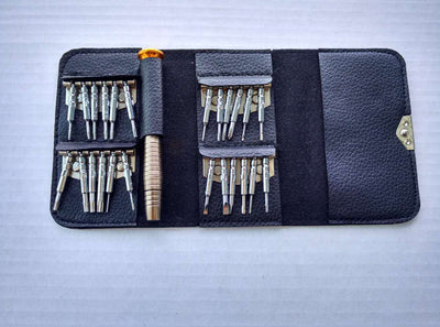 Kit de 25 Herramientas Multifuncionales en Cuero para Reparación de Móviles y Electrónica - Image 3