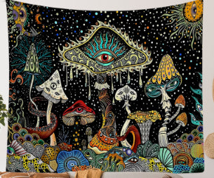 Tapiz de Poliéster con Diseño de Hongos y Calavera para Dormitorio - Image 8