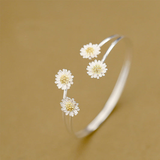 Pulsera de Plata Esterlina S925 con Doble Margarita - Image 2