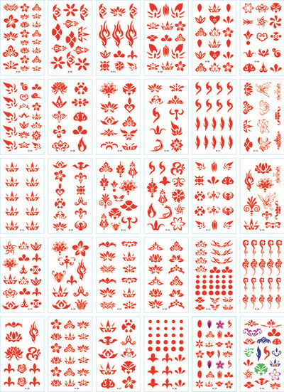 Set of 30 temporary tattoo stickers featuring pink and purple butterflies, flowers, bunnies, and moon designs. - Image 16