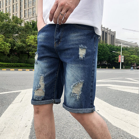Shorts de Mezclilla para Hombre Estilo Coreano con Detalles Rotos - Image 13