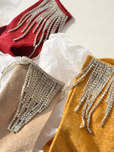 Calcetines Botín de Moda con Diamantes y Flecos para Mujer - Image 5