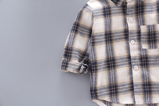 Camisas Cuadros Coreanas para Niños y Niñas - Corte Holgado Solapa Larga - Image 11