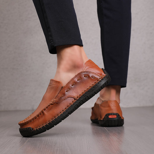 Mocasines Hombre Cuero Ligeros Antideslizantes Sin Cordones - Image 2