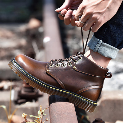Botas Martin Hombre Corte Medio Estilo Británico Versátiles - Image 9
