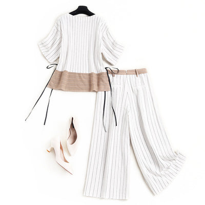 Conjunto Casual de Rayas: Playera y Pantalón Ancho Elegante - Image 6