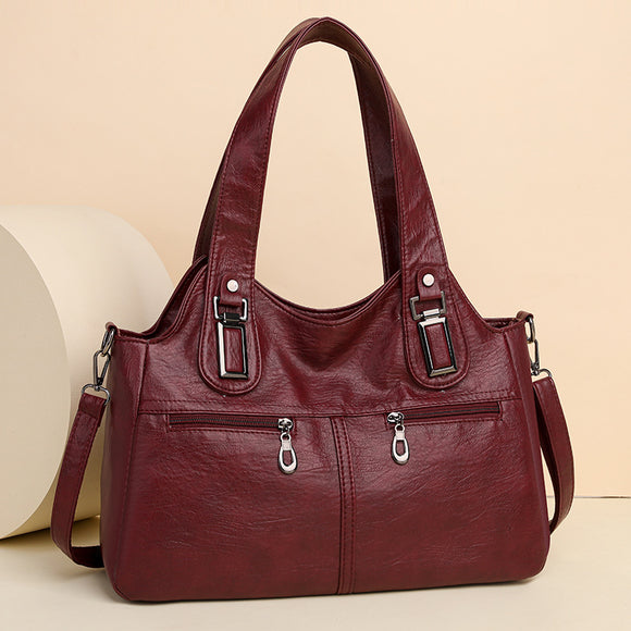 Bolso de Cuero Suave Gran Capacidad Estilo Retro Vintage