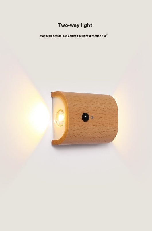 Lámpara LED con Sensor de Movimiento y Diseño de Madera Maciza - Image 10