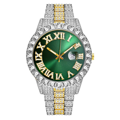 Reloj de Cuarzo con Banda de Acero y Diamantes Completos con Calendario - Image 22