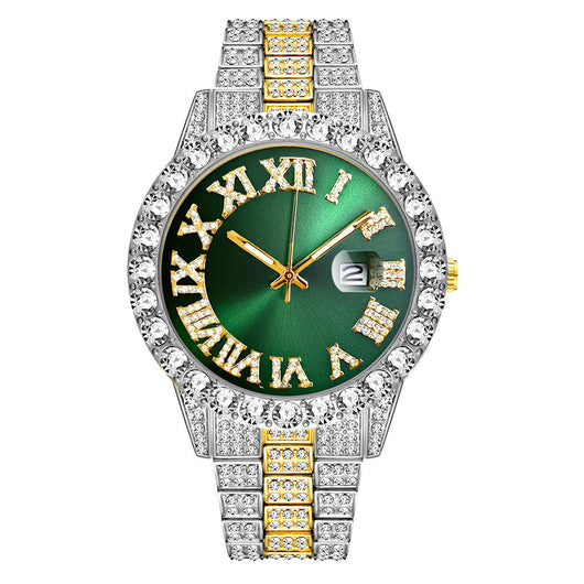 Reloj de Cuarzo con Banda de Acero y Diamantes Completos con Calendario - Image 22