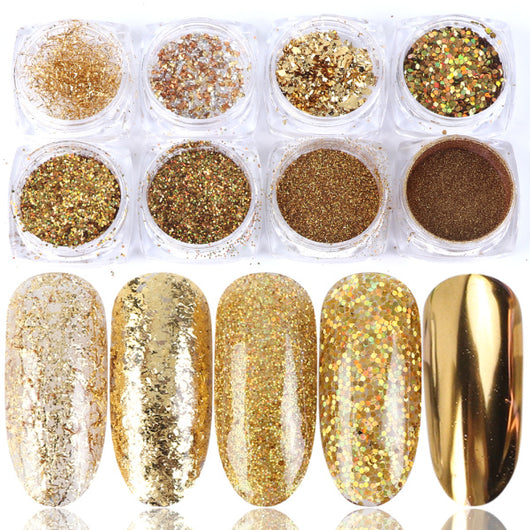 Set de 8 Cajas de Polvo Glitter para Diseño de Uñas - Image 3