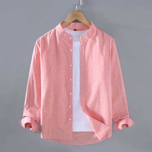 Camisa Manga Larga Cuello Alzado Hombre Primavera Otoño - Image 11