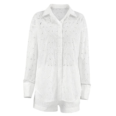 Conjunto de Blusa y Shorts Jacquard Suelto para Mujer - Image 5