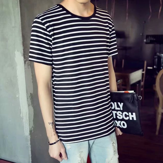 Playera de Rayas Coreana para Hombre - Image 6