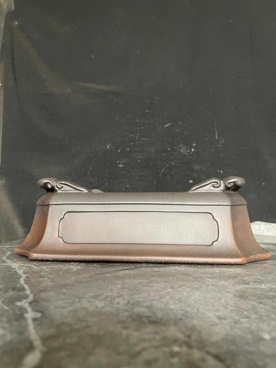 Maceta Rectangular de Arcilla Yixing Envejecida con Bordes Biselados y Patas Nube - Image 3