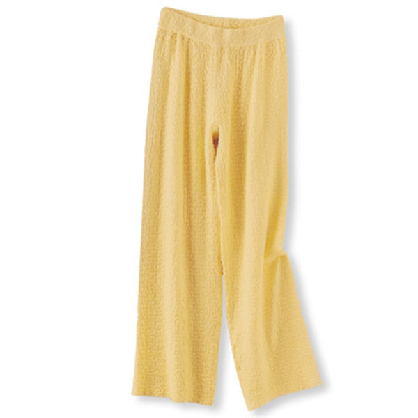 Pantalón Ancho de Lana Tejida con Caída Elegante para Mujer
