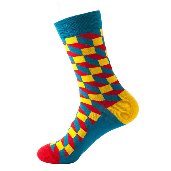 Calcetines Térmicos de Algodón Puro - Diseño Diamante para Otoño e Invierno