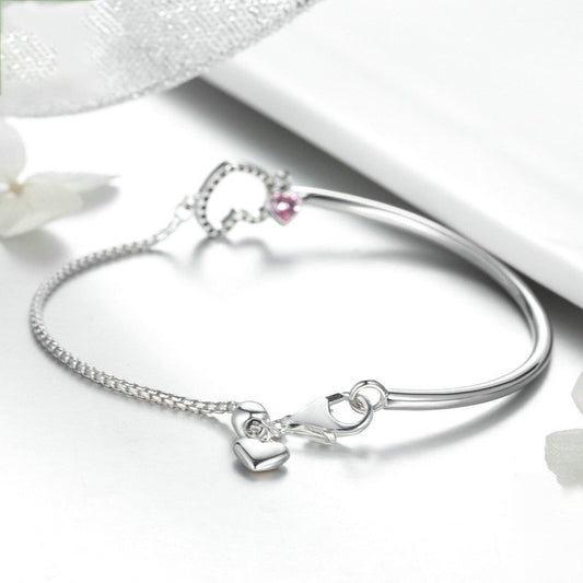 Pulsera de Plata Esterlina 925 con Corazón para Mujer