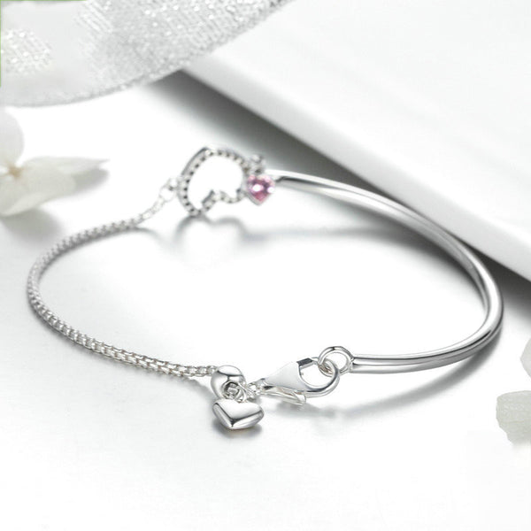 Pulsera de Plata Esterlina 925 con Corazón para Mujer