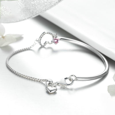 Pulsera de Plata Esterlina 925 con Corazón para Mujer