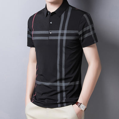 Polo Rayas Verano Hombre Slim Fit Streetwear Manga Corta - Image 2