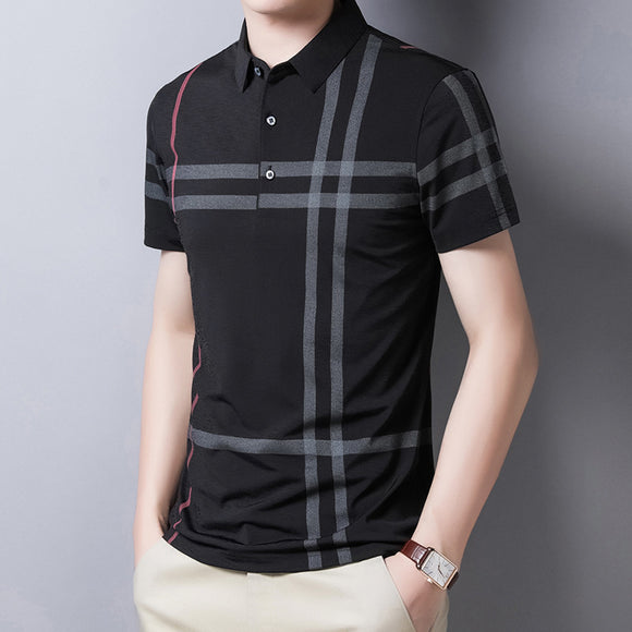 Polo Rayas Verano Hombre Slim Fit Streetwear Manga Corta