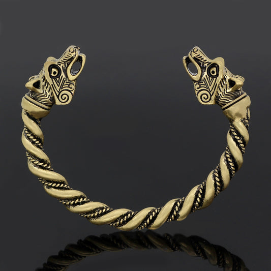 Pulsera Vikinga Nórdica Personalizada para Hombre - Diseño Lobo Celta