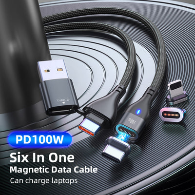 Cable de Carga Rápida Magnético 100W con Transferencia de Datos 5A