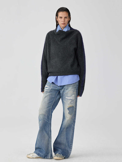 Jeans Acampanados Azul Lavado con Parches de Color - Image 3