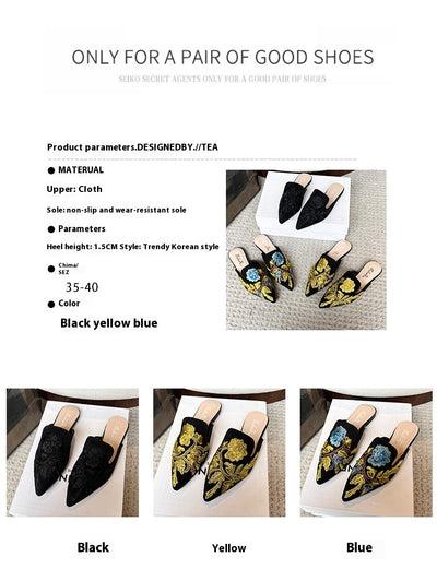 Pantuflas Bordadas Baotou Estilo Nacional para Mujer - Comodidad de Verano - Image 9