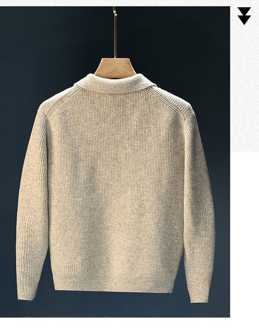 Suéter Retro Tejido Liso para Hombre - Comodidad de Invierno - Image 9