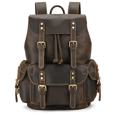 Mochila de Viaje Cuero Crazy Horse Capacidad Jumbo con Solapa Frontal - Image 7