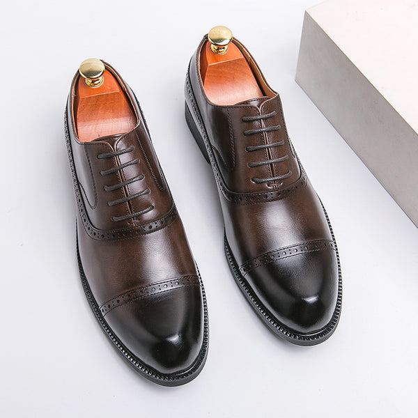 Zapatos Formales de Cuero con Punta Retro y Altura Aumentada