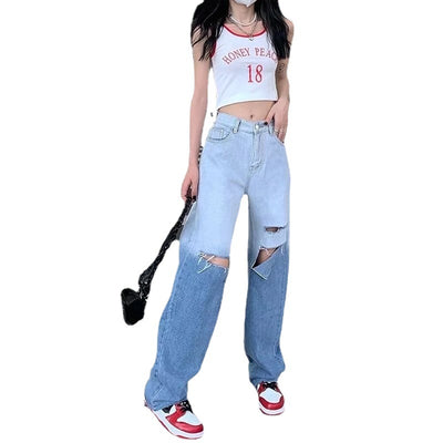 Jeans para Mujer con Rasgaduras Degradadas para Verano - Image 8