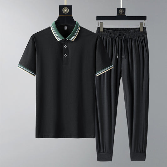 Conjunto de Polo y Pantalón Largo Transpirable de Secado Rápido para Hombre