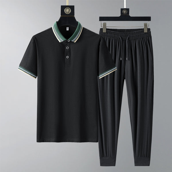 Conjunto de Polo y Pantalón Largo Transpirable de Secado Rápido para Hombre