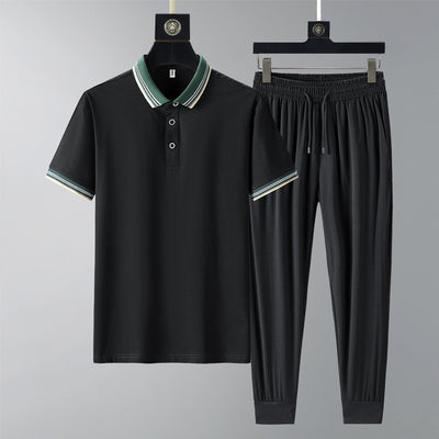 Conjunto de Polo y Pantalón Largo Transpirable de Secado Rápido para Hombre