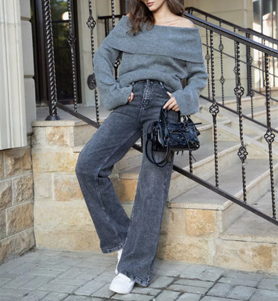 Suéter Ajustado Hombros Descubiertos para Mujer - Diseño Minimalista Invierno - Image 15
