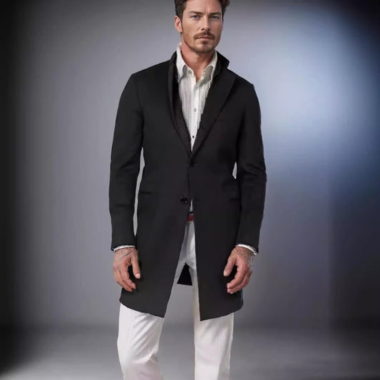 Abrigo de Lana Estilo Británico Largo para Hombre
