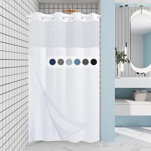 Cortina de Baño Doble Capa con Hebilla Grande - Diseño Liso y Moderno - Image 22