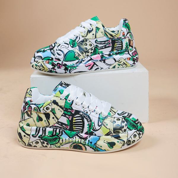 Zapatillas Deportivas Plataforma Mujer con Diseño Pintado a Mano