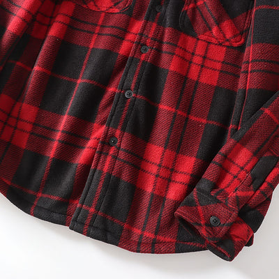 Camisa de Franela a Cuadros Cálida y Cómoda con Solapa - Image 15