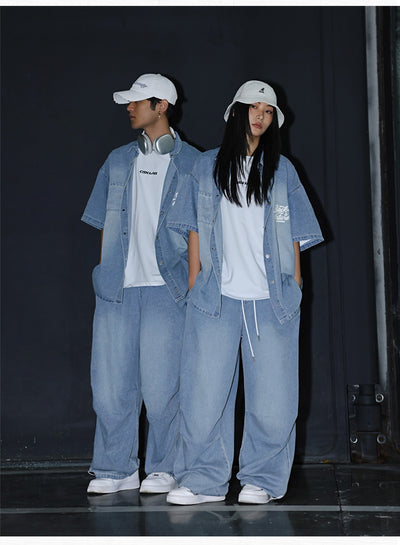 Conjunto Hip Hop Urbano: Camisa y Pantalón Denim Estilo Callejero - Image 12